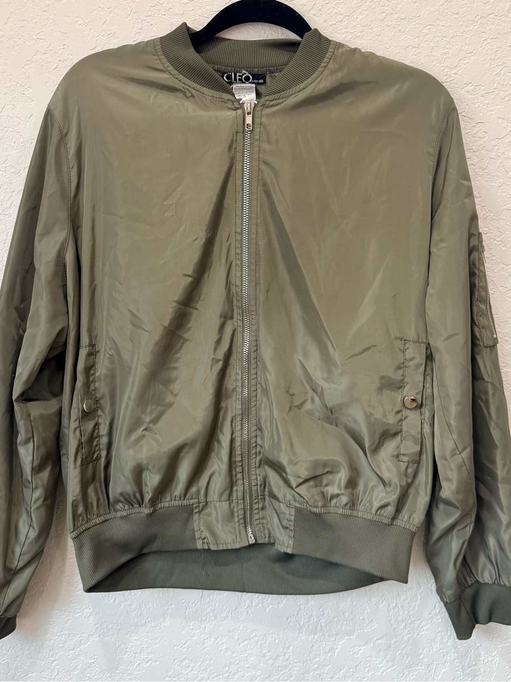 Olive Green Bomber Jacket - Lightweight Zip Jacket